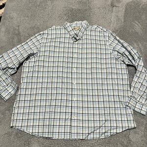Duluth Trading WrinkleFighter Shirt Mens 3XL Plaid Blue Long Sleeve